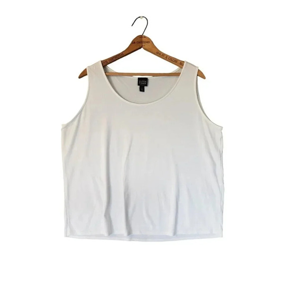 New Eileen Fisher Tank Top Women's Size 1X White 100% Silk Sleeveless Stretchy - Picture 1 of 5